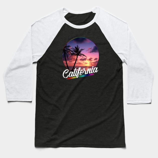 California Sunset Baseball T-Shirt by MonarchGraphics